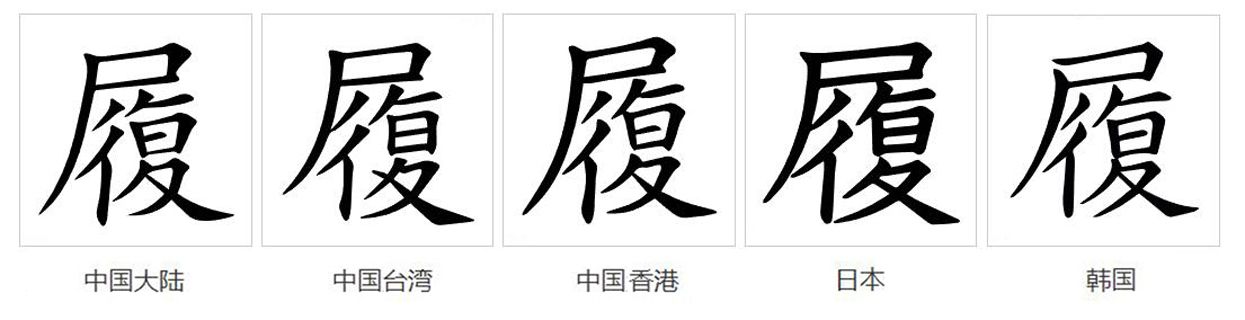 字形对比（楷体）