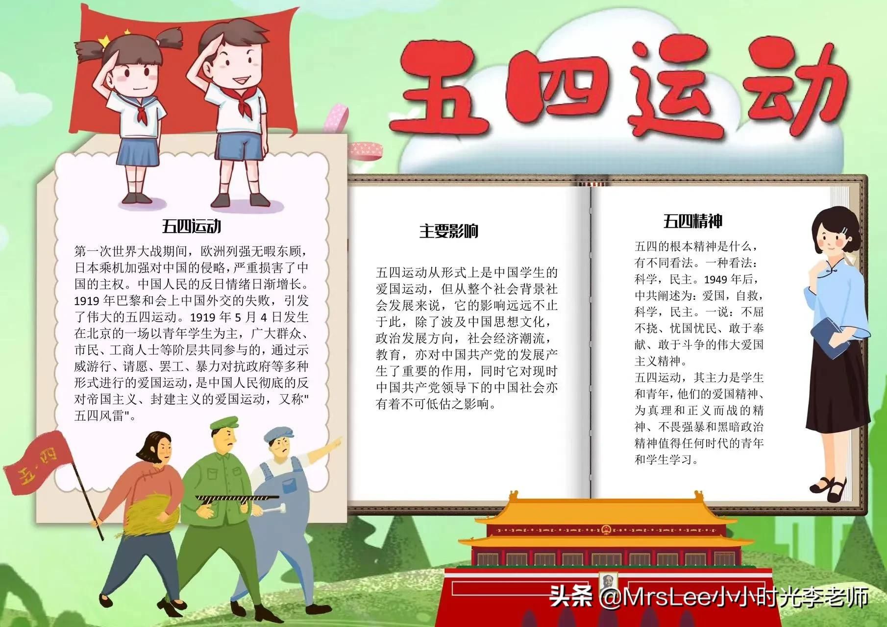 「手抄报」主题《5·4青年节》含文案彩图版