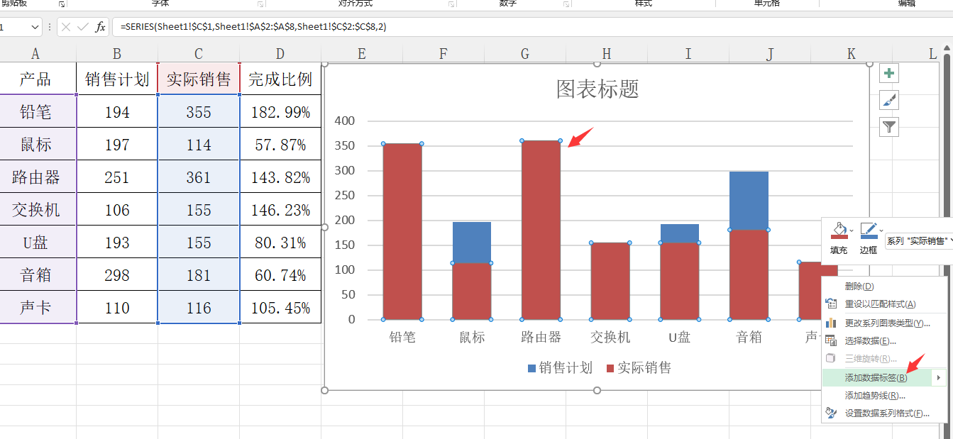 Excel自动对比分析柱形图，高清图形图表，数理分析一步到位