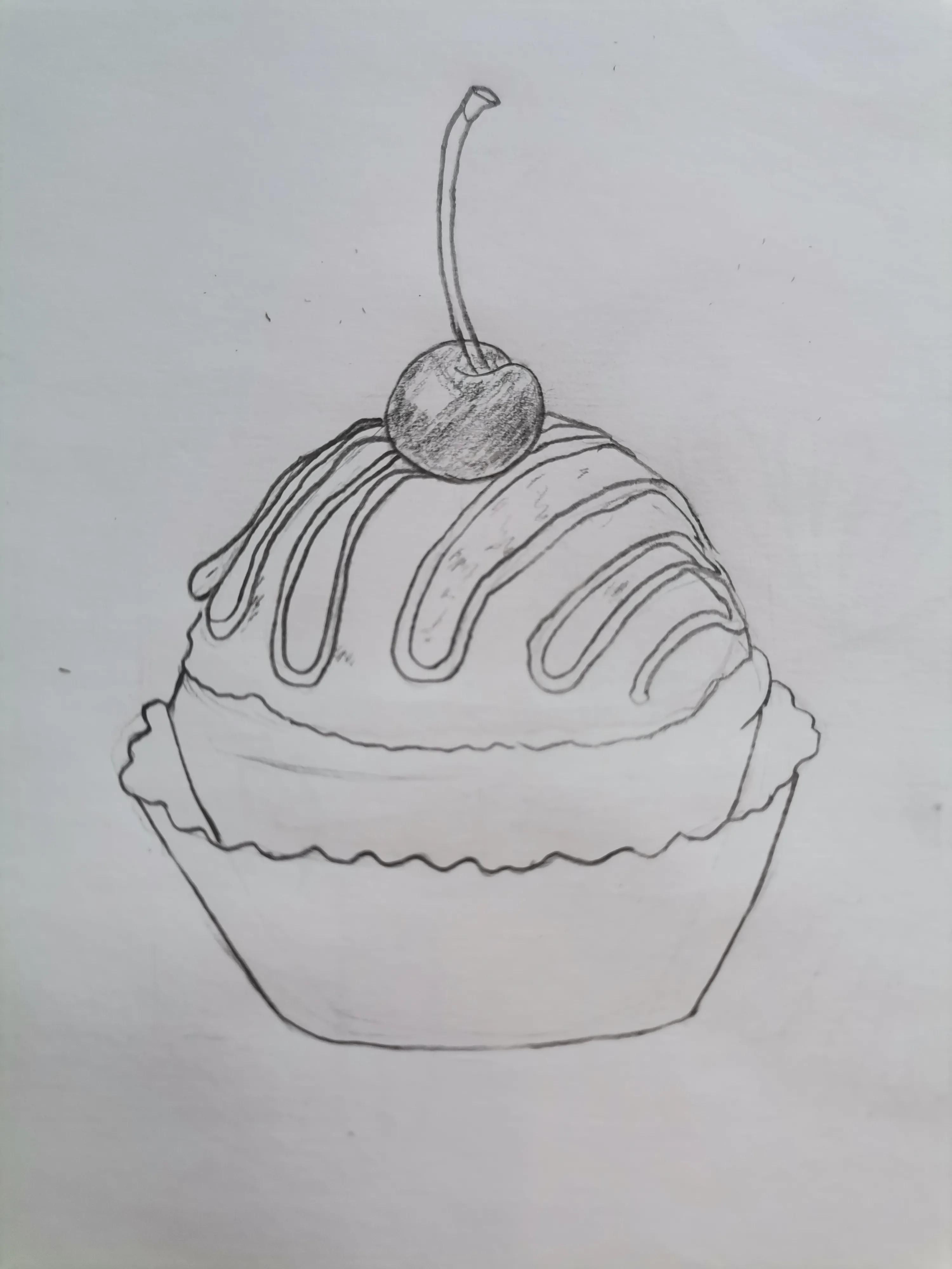 速写基础画，7步教你画樱桃纸杯蛋糕，详细图文分步讲解