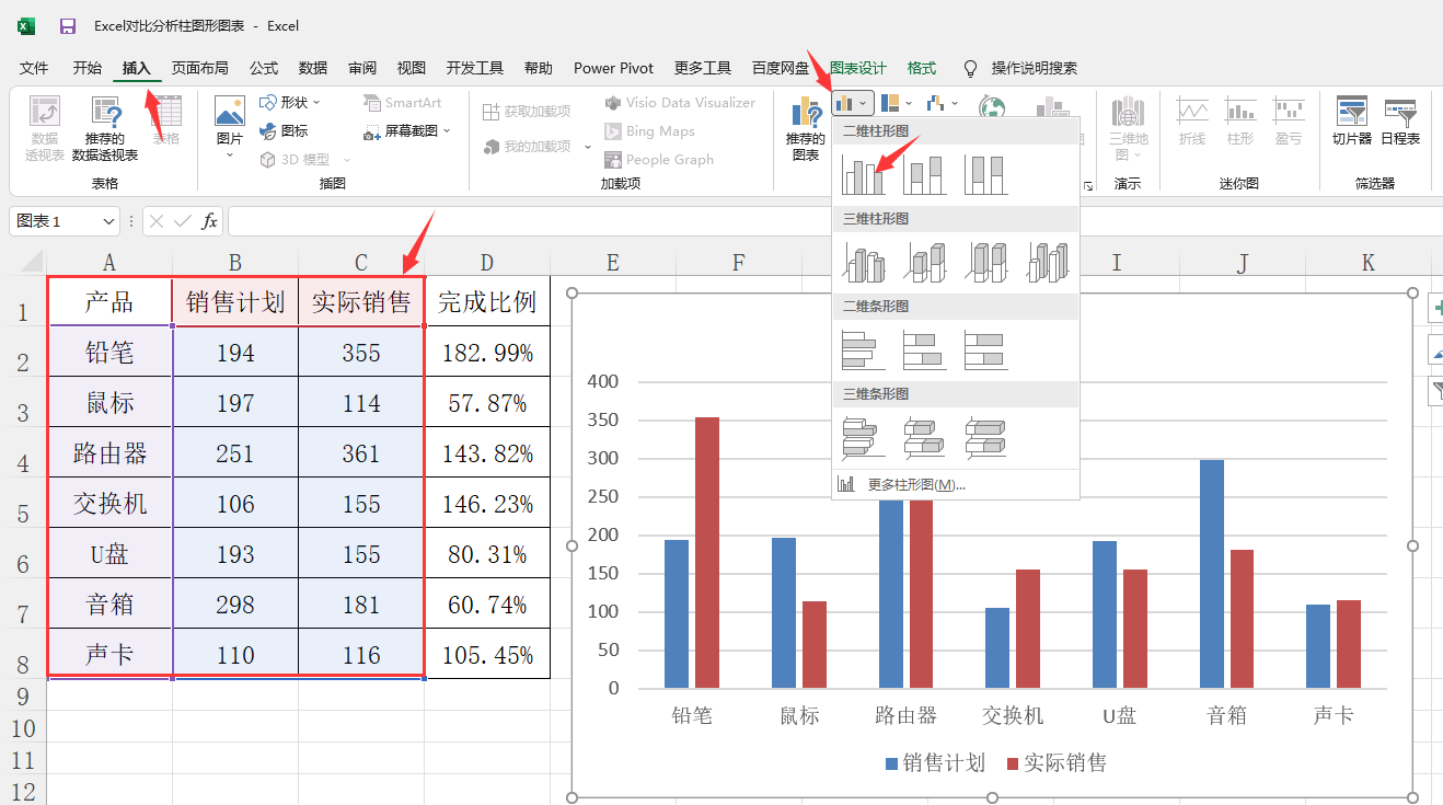 柱状图怎么显示数据和百分比（Excel自动制作柱状图）