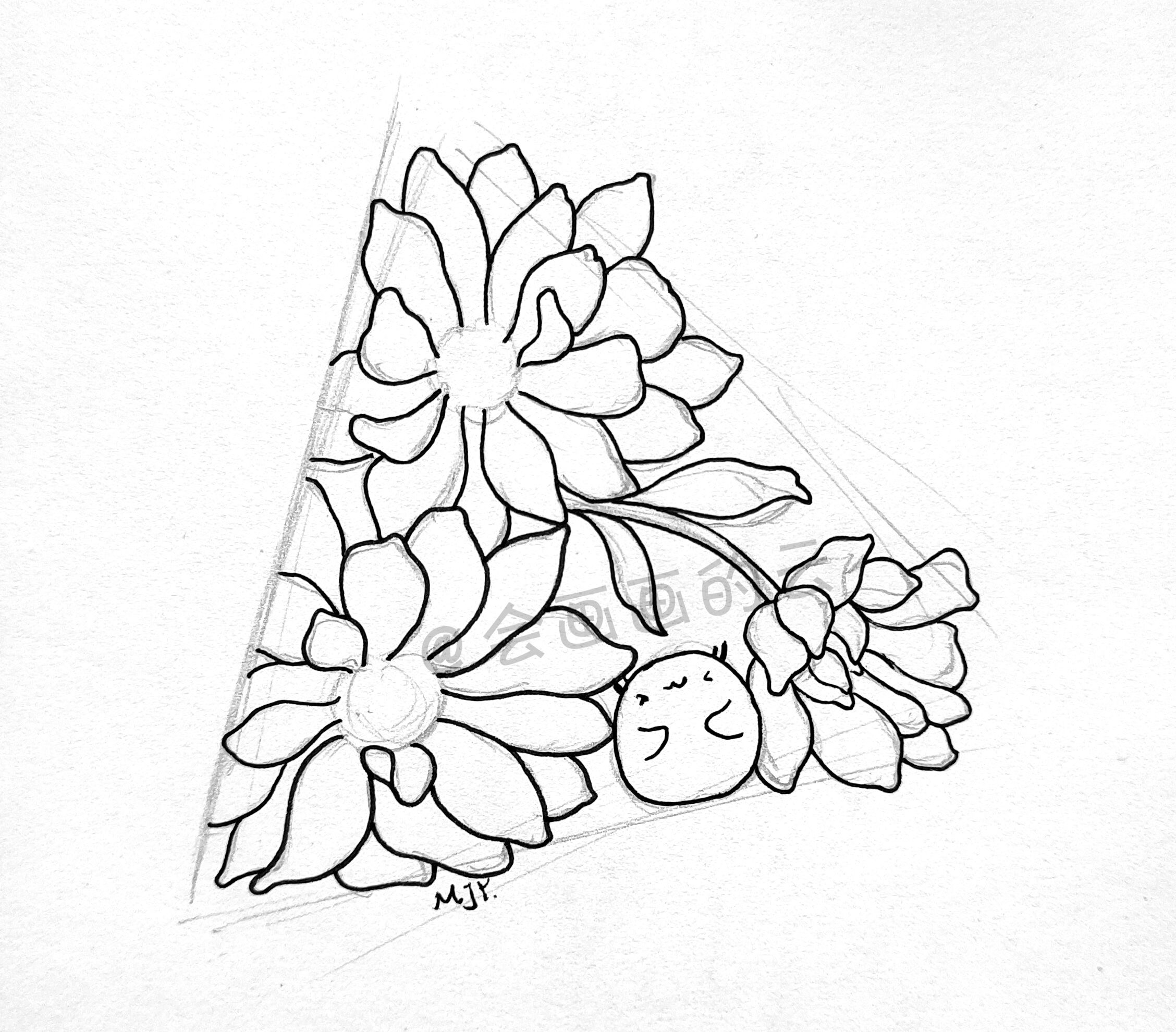 花朵简笔画简单又好看(零基础简笔画教8步画三朵花)