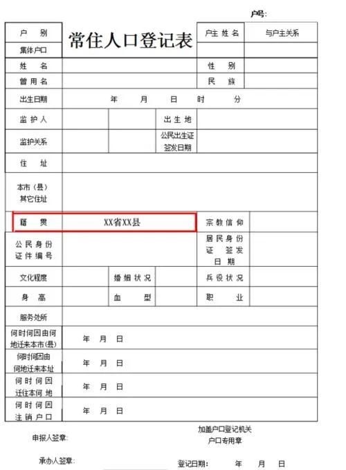 籍贯是出生地还是户口所在地(户口所在地和籍贯的区别)