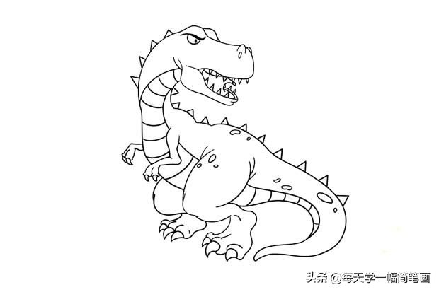 凶猛霸王龙形象简笔画怎么画霸王龙笔画步骤大全