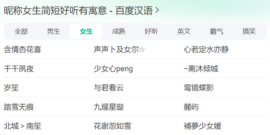 昵称女生简短好听有寓意(好听又有寓意的网名女生用)