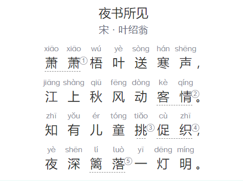 夜书所见原文翻译及赏析（叶绍翁古诗夜书所见全文拼音版）