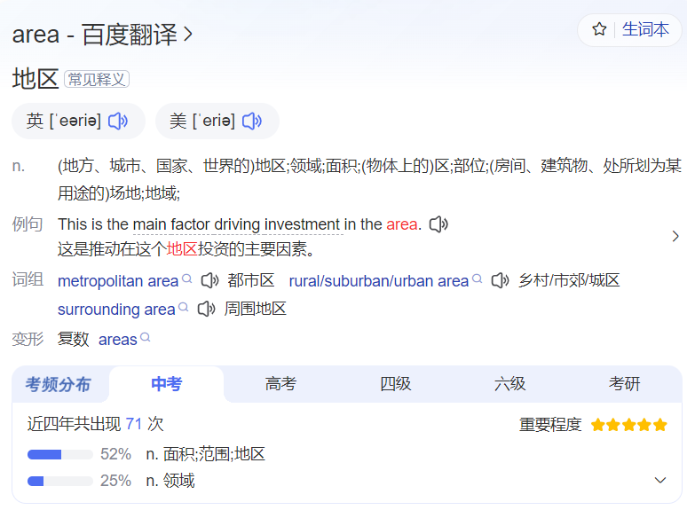 area怎么读什么意思（英语单词在线中文翻译和来源）