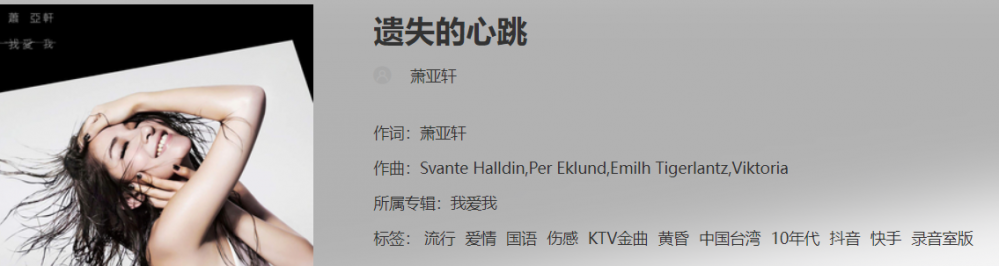 遗失的心跳是哪一年的歌(遗失的心跳歌词完整版)