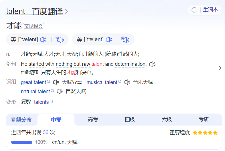 talent怎么读什么意思（英语单词在线中文翻译和来源）