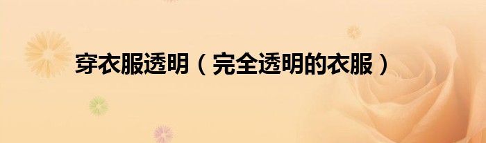 透明衣服是什么?如何搭配透明衣服成时尚icon?
