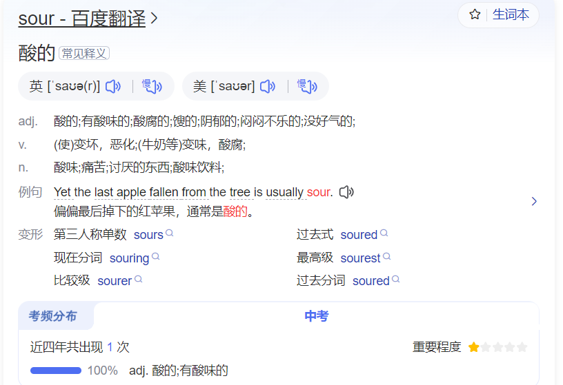 sour怎么读什么意思（英语单词在线中文翻译和来源）