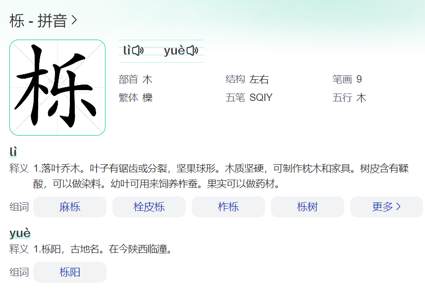 宁波栎社的栎怎么读(栎字用在名字中的读音)
